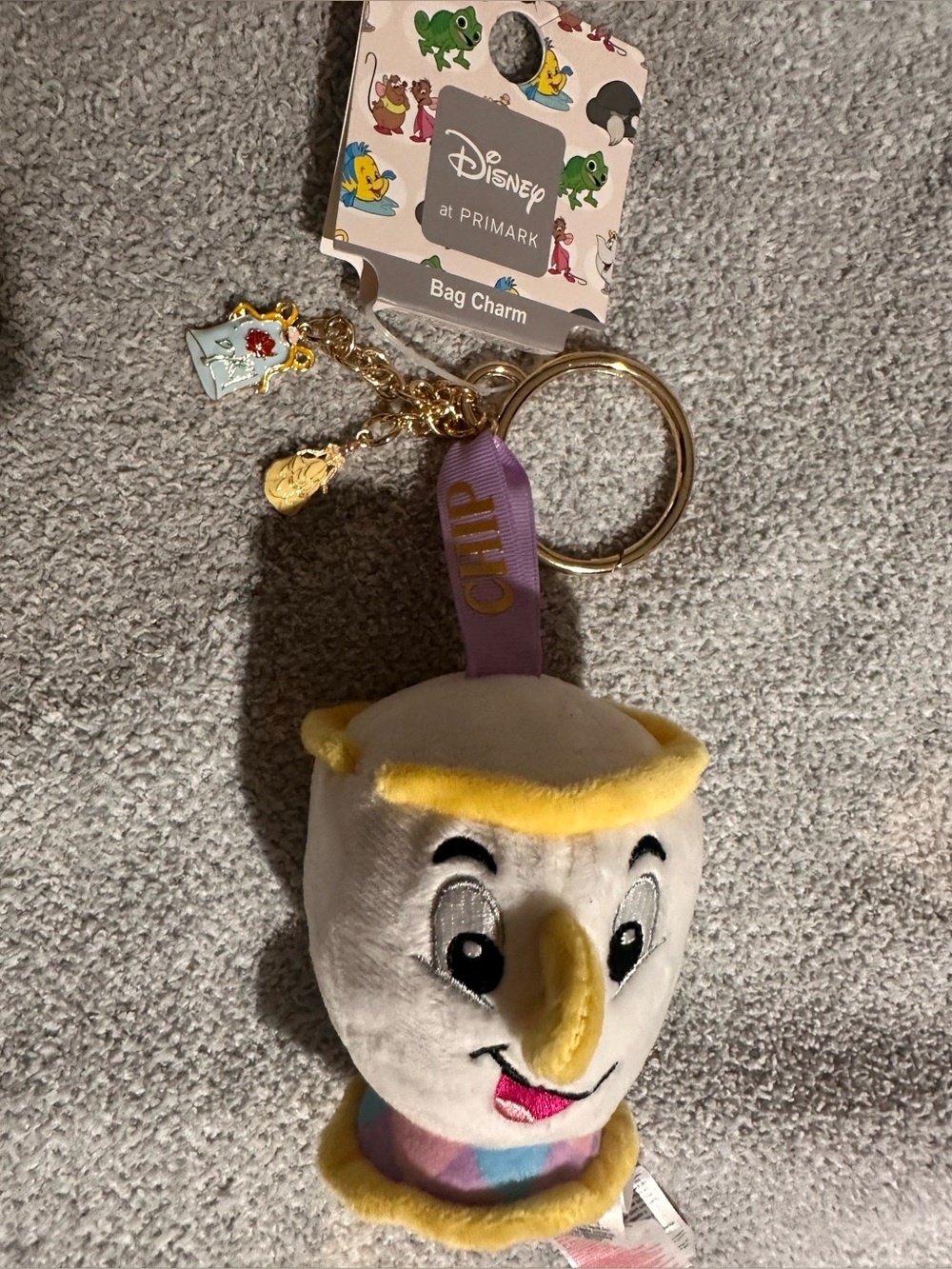 Disney x Primark Chip Plush Bag Charm Keyring - White and Yellow - Picture 3 of 8